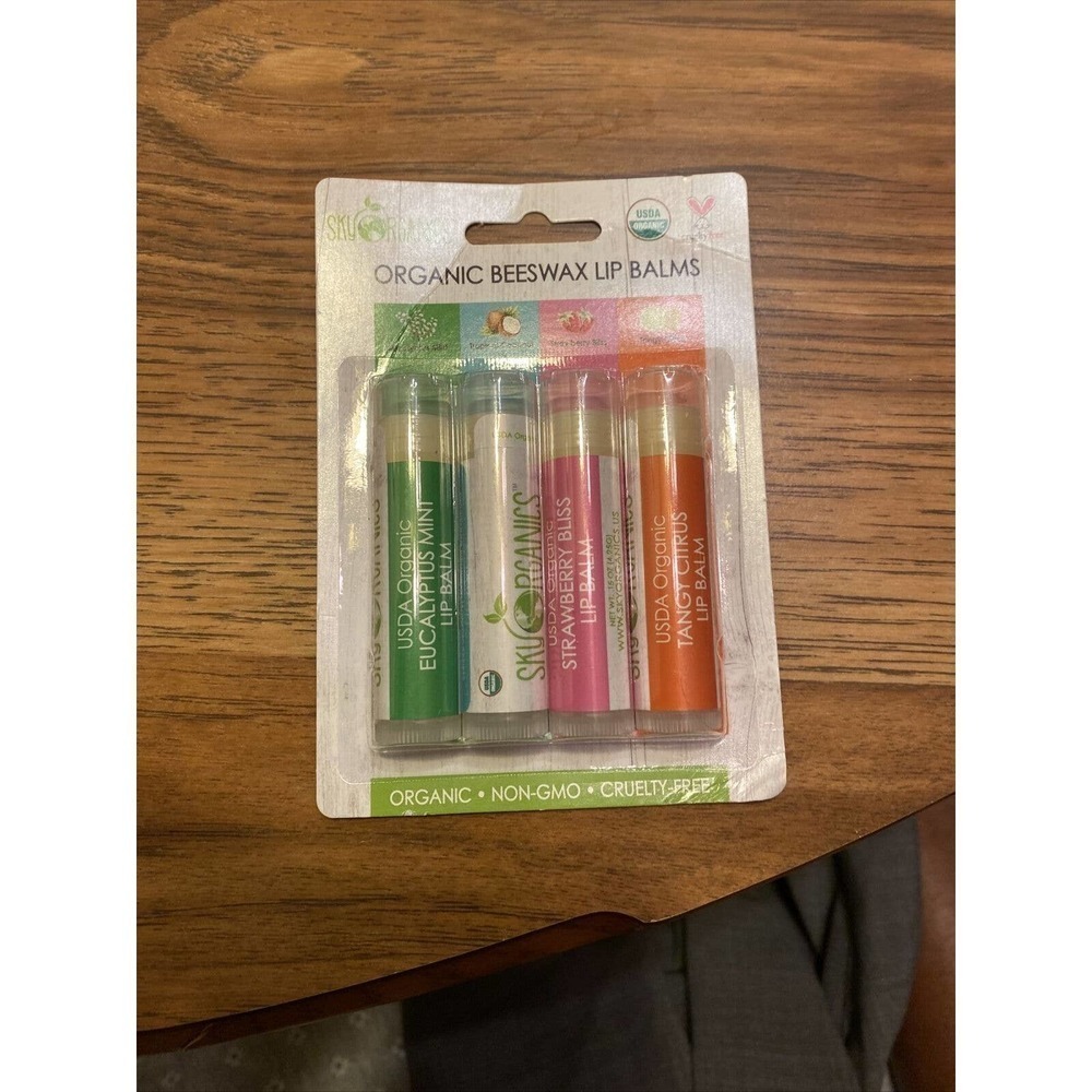 Sky Organics bees wax lip balm‎ 4 pack organic made in USA
